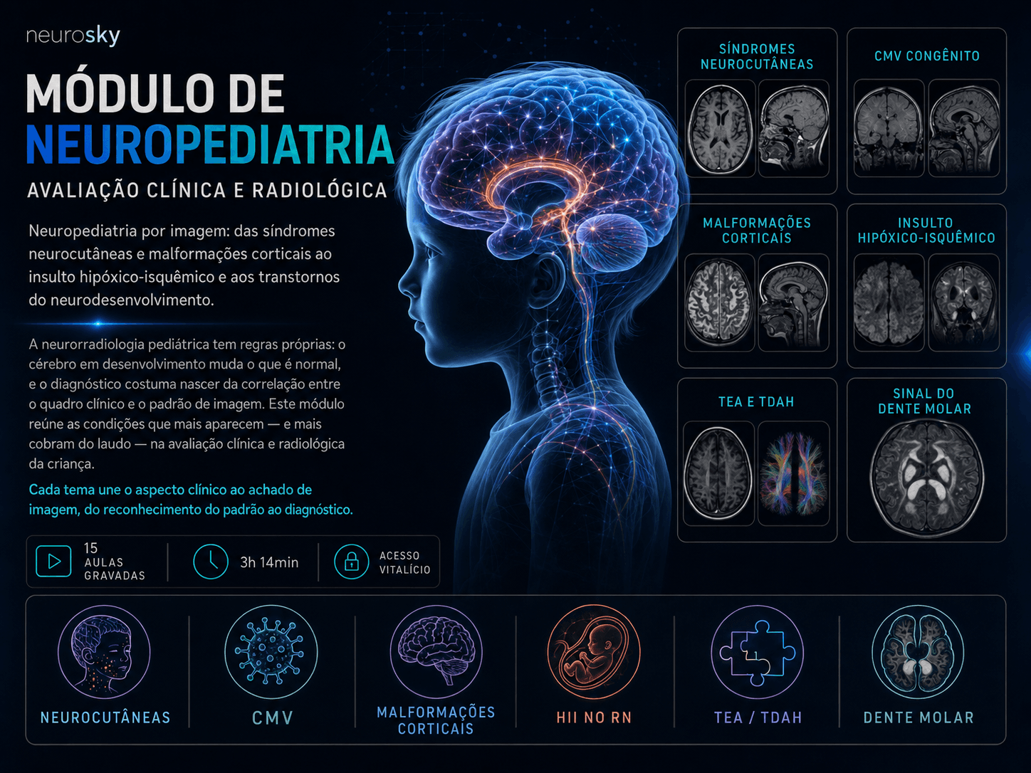 Capa do curso Módulo de Neuropediatria - avaliação clínica e radiológica